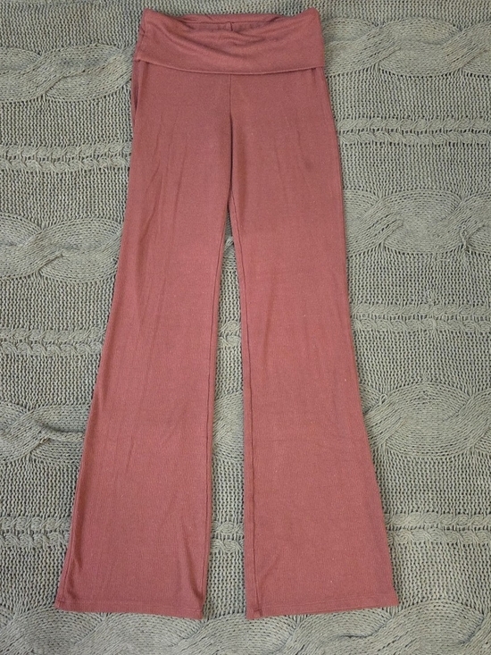 wild fable Pants - Fold Over Flare Ribbed Leggings Brown Wild Fable Lounge Pants
